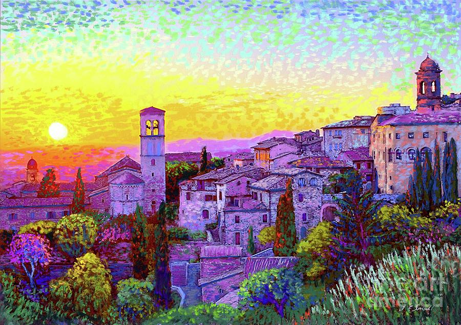Italy Painting - Basilica of St. Francis of Assisi by Jane Small Italy Painting - Basilica of St. Francis of Assisi by Jane Small