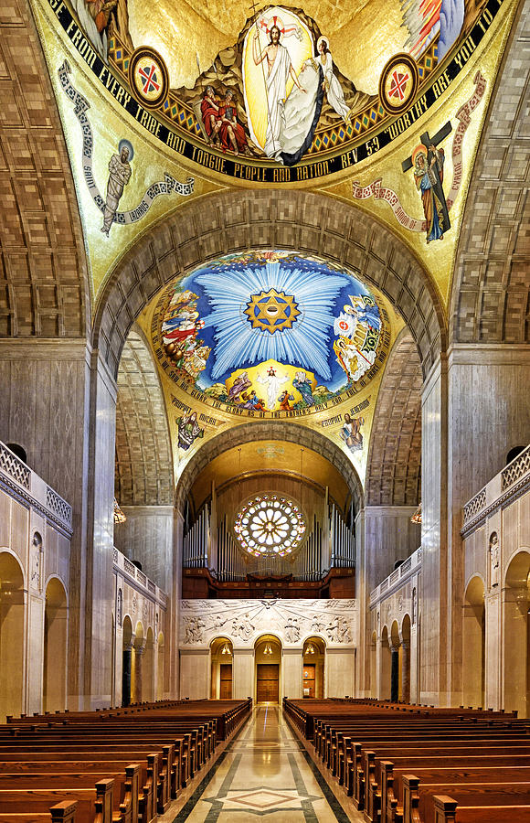 Architecture Photograph - Basilica of the National Shrine of the Immaculate Conception - Interior by Brendan Reals
