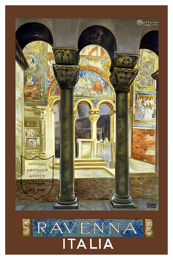 Basilica San Vitale In Ravenna, Italy - Vintage Travel Poster Painting