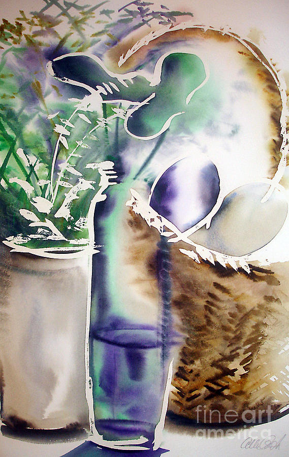 Basket and Bottle Painting by Allison Ashton