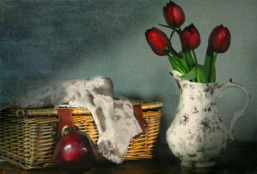 Basket and Tulips Photograph by Diana Angstadt