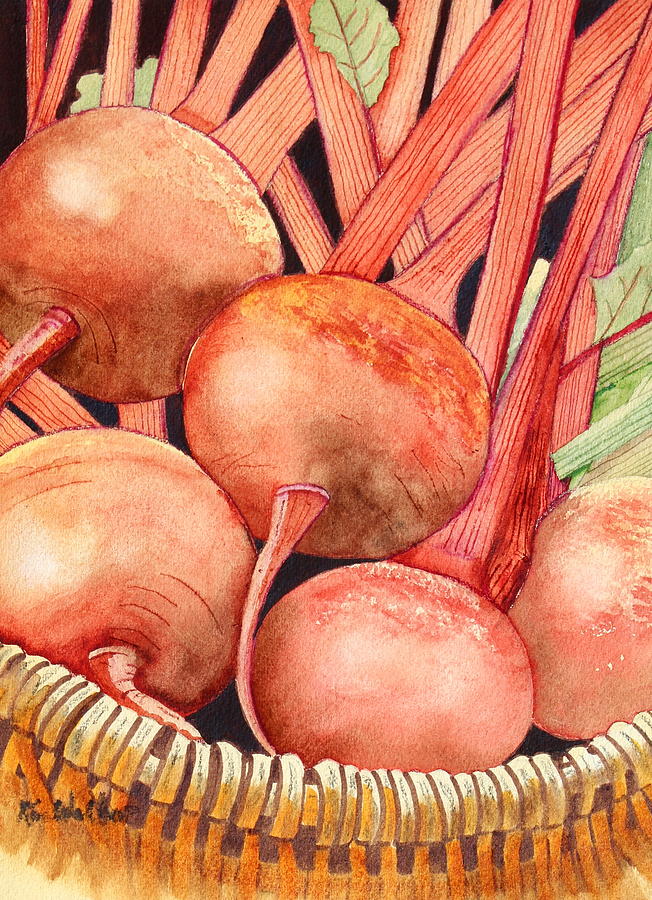 Basket of Beets Watercolor Painting by Kimberly Walker