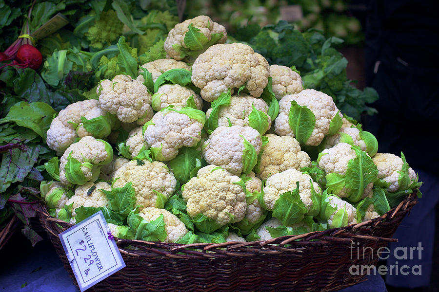 Basket of Cauliflower Photograph by Bruce Block