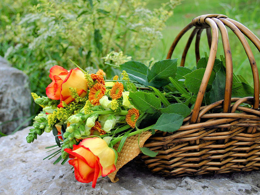 Basket of Fall Flowers Photograph by Kristin Elmquist