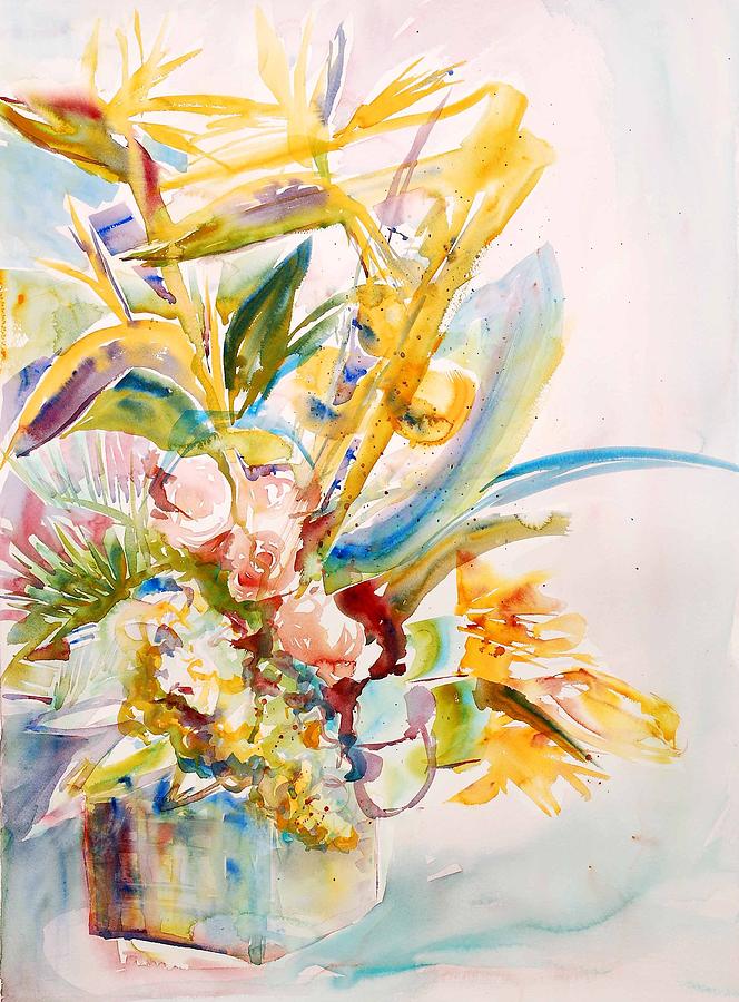 Basket of Flowers Painting by Beena Samuel
