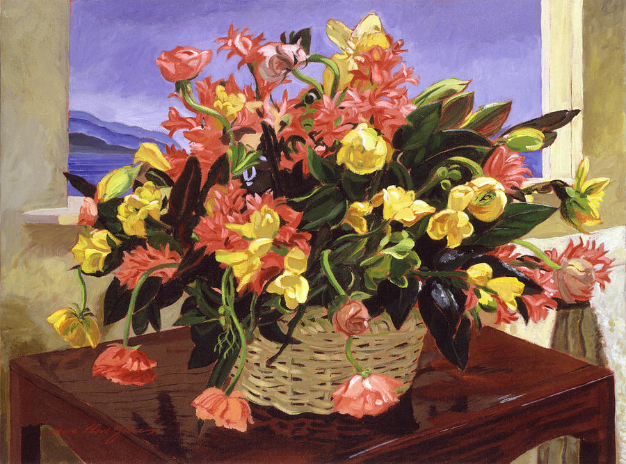 Basket Of Flowers Painting by David Lloyd Glover