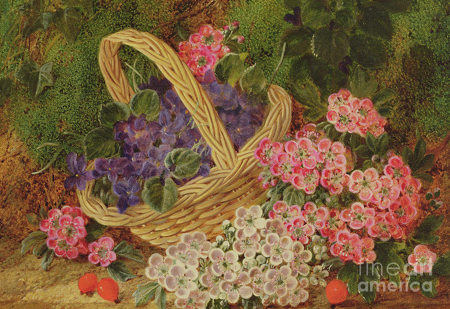 Basket Of Flowers Painting by George Clare