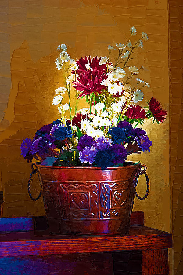 Flower Digital Art - Basket of Flowers by Paul Bartoszek