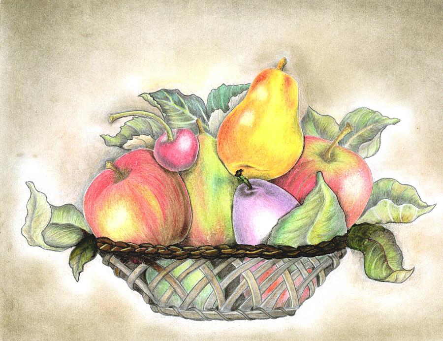 Basket of fruits Drawing by Tara Krishna