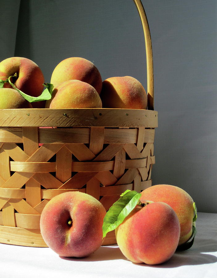 Peach Photograph - Basket of Peaches by Lillian Bell