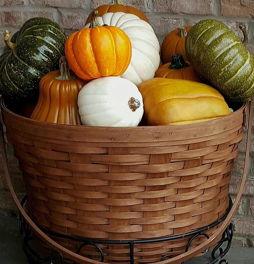 Basket of Pumpkins Photograph by Jim Harris