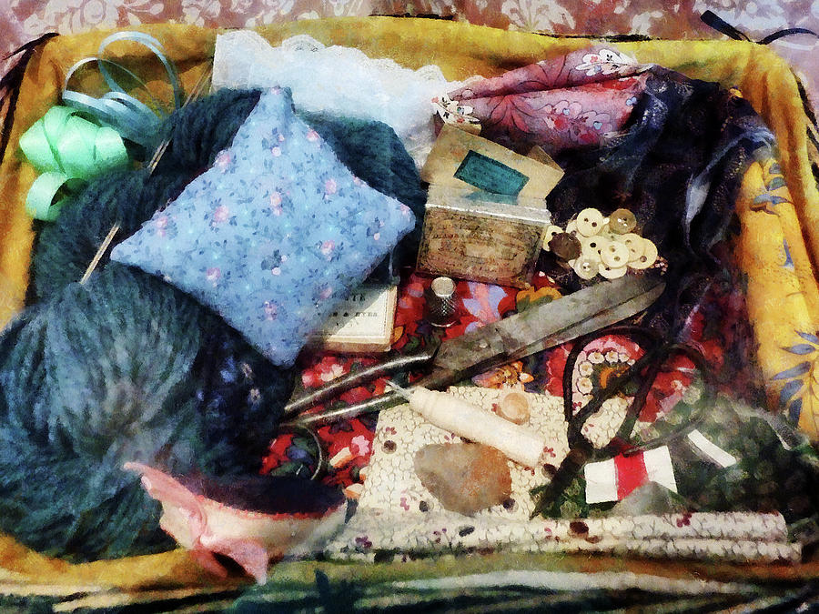 Basket of Sewing Supplies Photograph by Susan Savad
