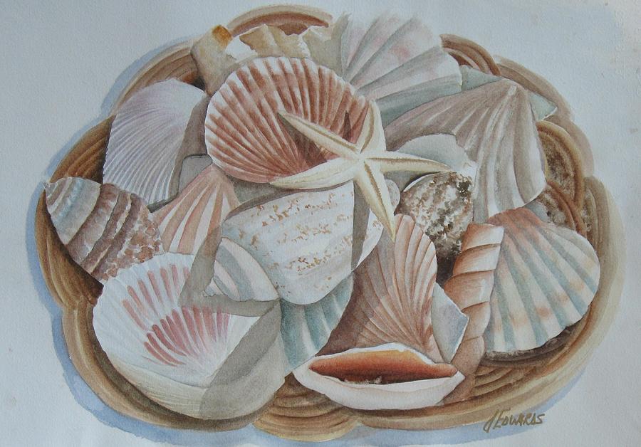 Basket of Shells Painting by Jo Edwards - Fine Art America
