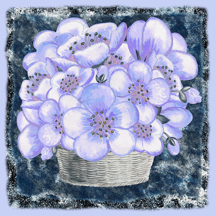 Basket With Blue Flowers  Painting by Irina Sztukowski