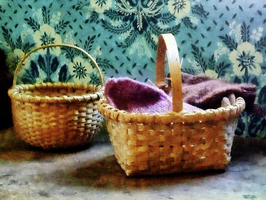 Basket Photograph - Basket With Knitting by Susan Savad