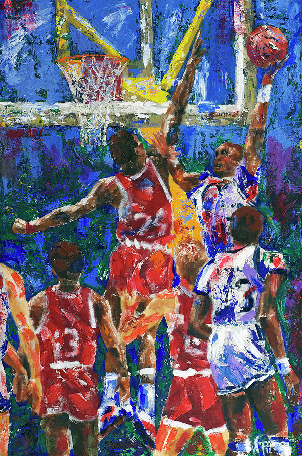 BASKETBALL 1970s Painting by Walter Fahmy