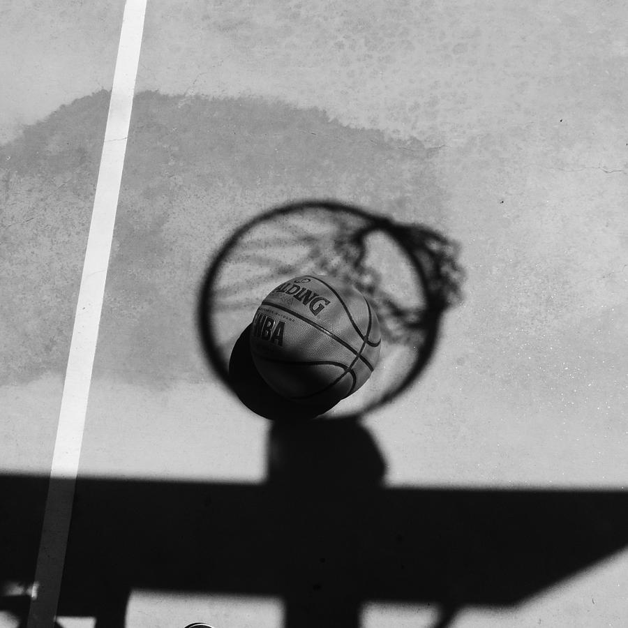 Basketball and Hoop Shadow Photograph by Bill Tomsa