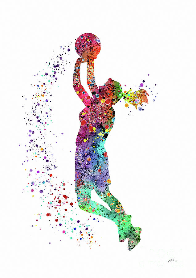 Basketball Girl Player Sports Artwork Digital Art by White Lotus