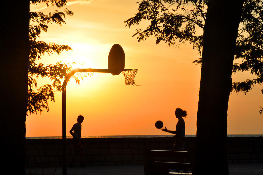 Basketball in Sunset Photograph by Diane Lent