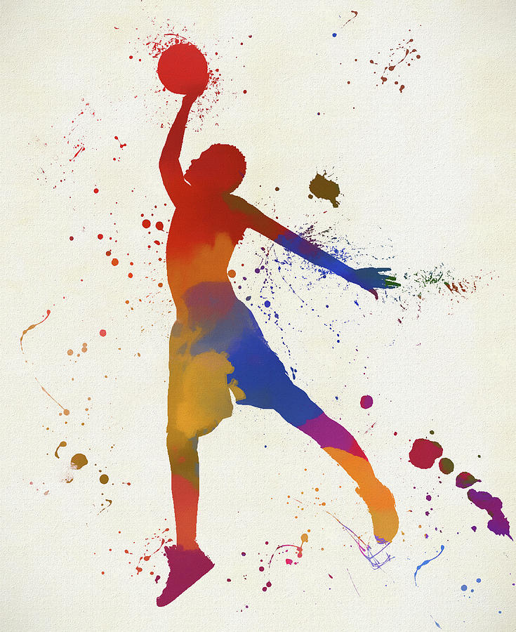 Basketball Player Paint Splatter Painting by Dan Sproul