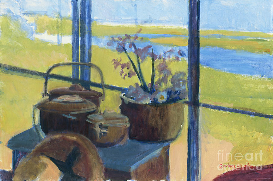 Baskets in the Window Painting by Candace Lovely