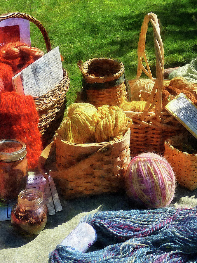 Baskets of Yarn at Flea Market Photograph by Susan Savad