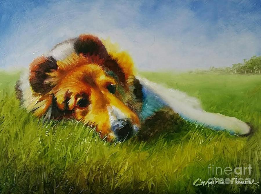 Dog Painting - Basking by Charice Cooper