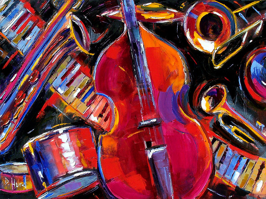 Jazz Painting - Bass And Friends by Debra Hurd