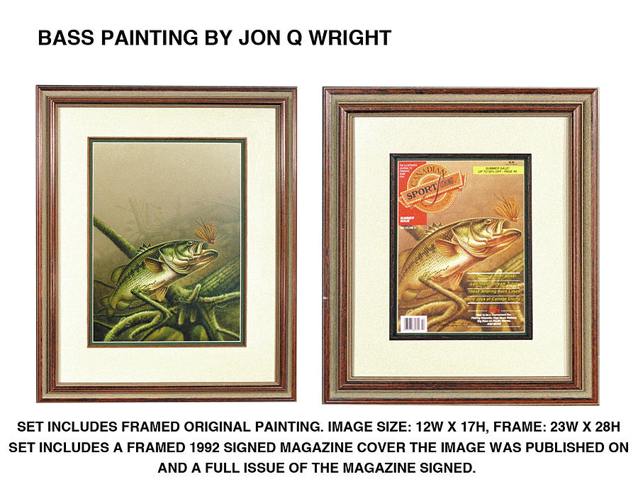Fish Painting - Bass and log by JQ Licensing