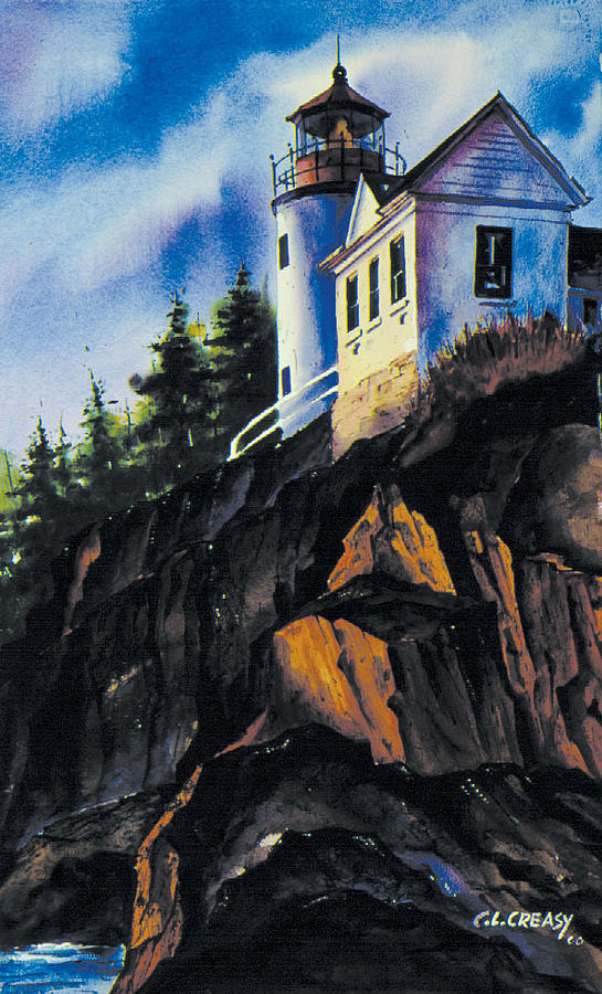 Lighthouse Painting - Bass Harbor light by Chuck Creasy