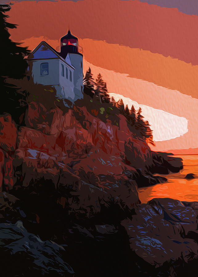 Bass Harbor Lighthouse, Acadia National Park, Maine Painting by AM FineArtPrints