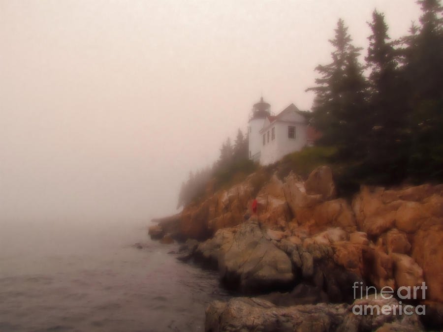Bass Harbor Lighthouse Oil Pastel Photograph by Elizabeth Dow