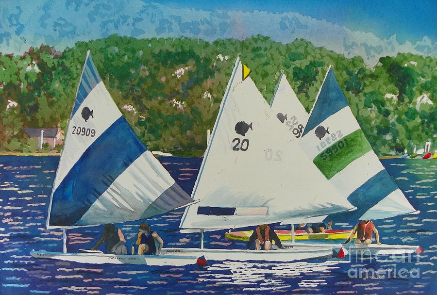 Boat Painting - Bass Lake Races  by LeAnne Sowa