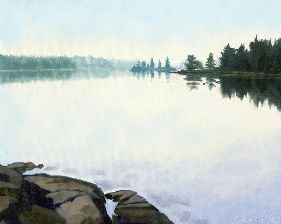 Bass Lake Restoule Painting by Phil Chadwick