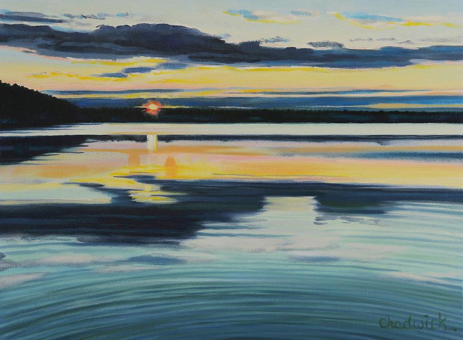 Bass Lake Sunset Painting by Phil Chadwick