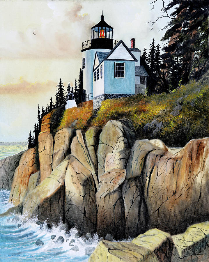 Lighthouse Painting - Bass Light by Don Griffiths