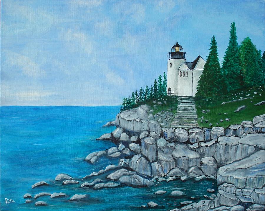 Bass Lighthouse Painting by Rita Tortorelli