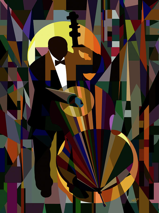 Jazz Painting - Bass Man by James  Mingo