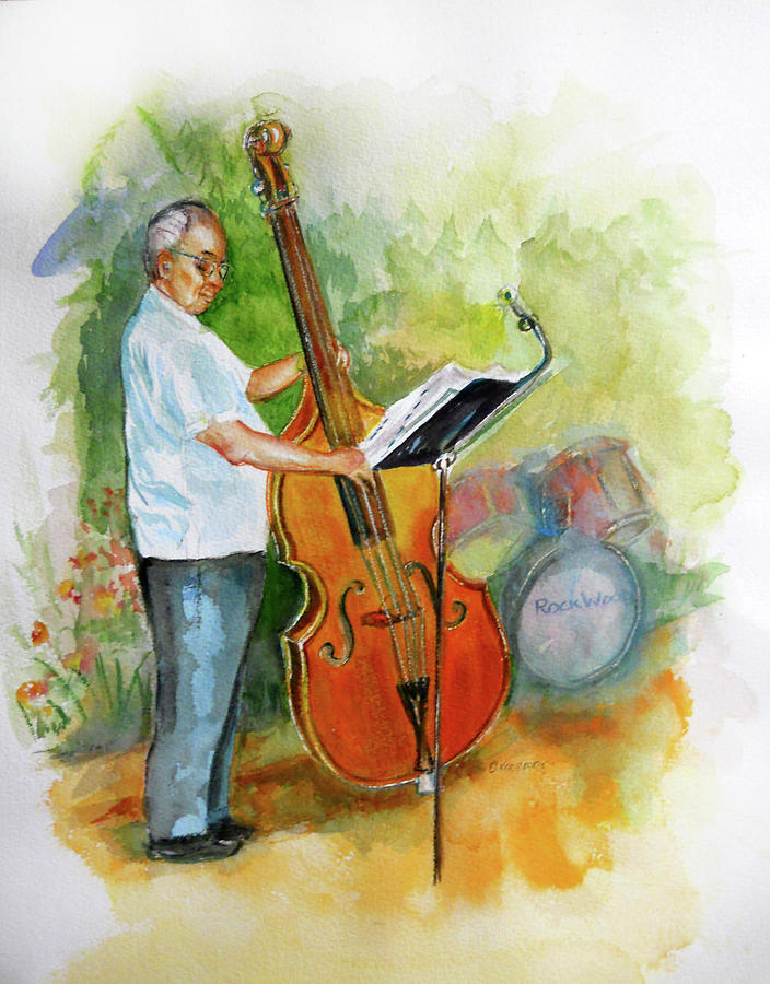 Bass Musician Painting by Olga Kaczmar