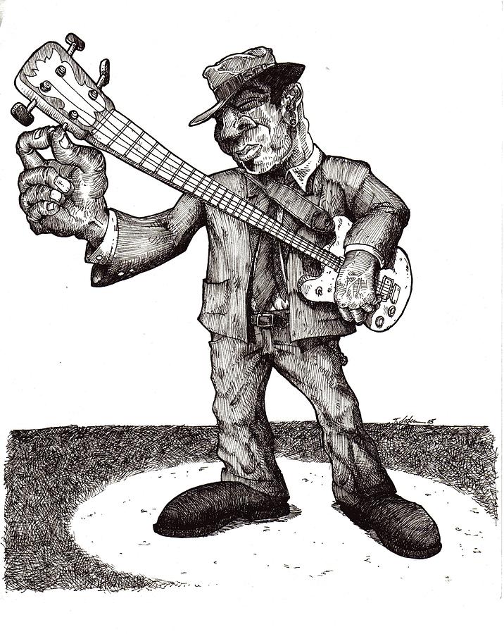 Blues Drawing - Bass by Tobey Anderson Blues Drawing - Bass by Tobey Anderson