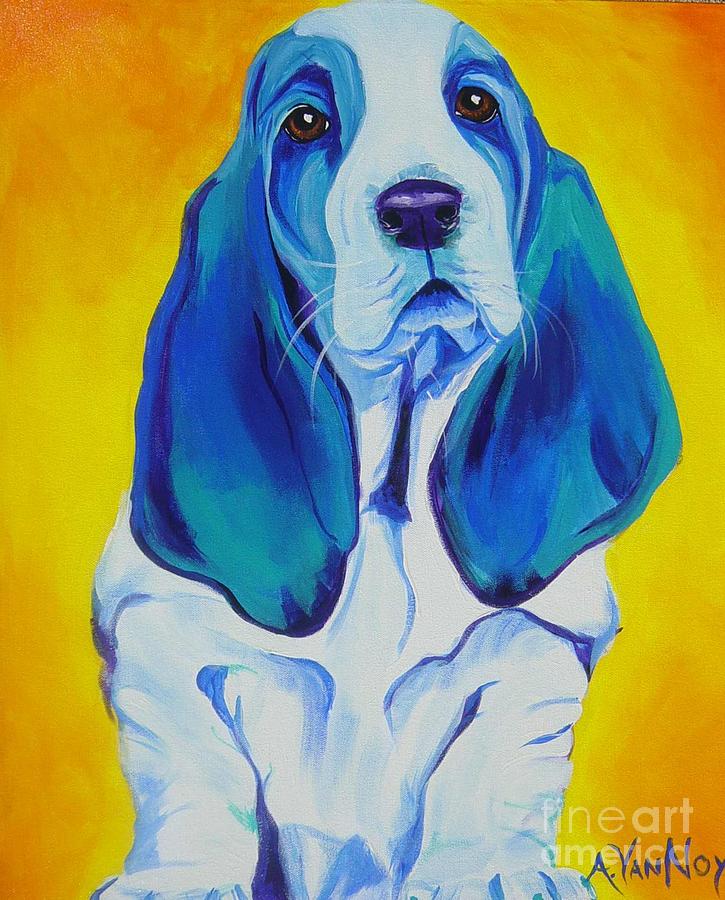 Dog Painting - Basset - Ol Blue by Dawg Painter
