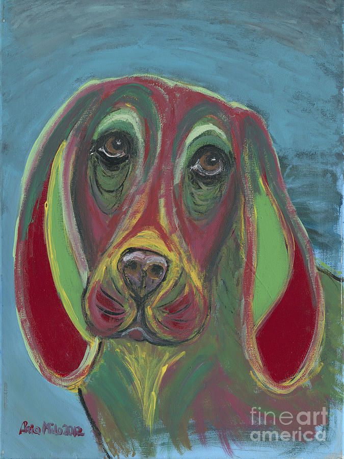 Basset Hound Abstract Painting by Ania M Milo