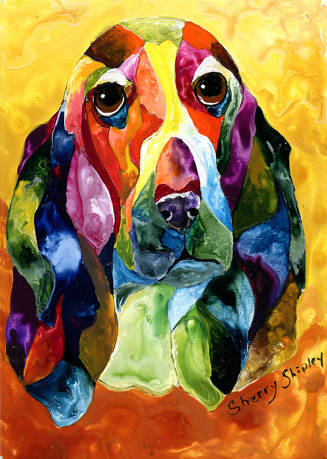 Dog Painting - Basset Hound Blues by Sherry Shipley