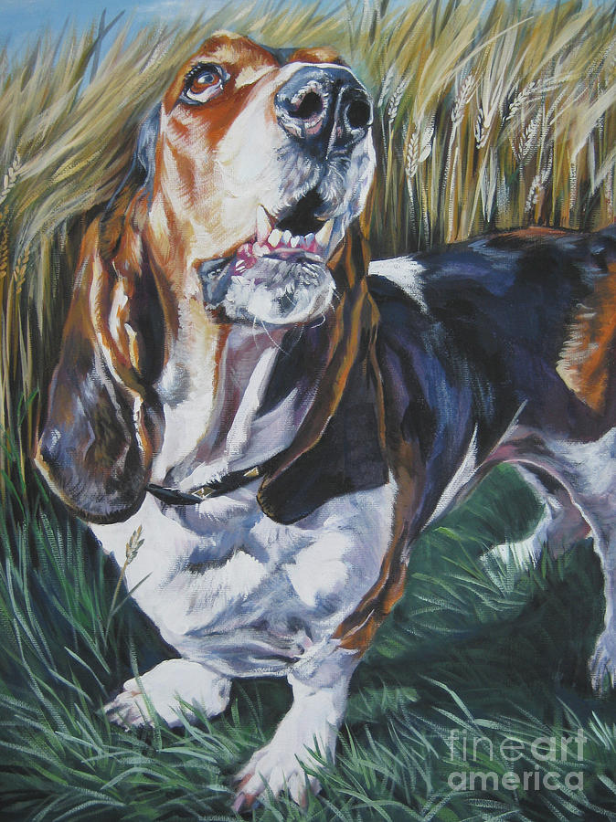 Basset Hound in wheat Painting by Lee Ann Shepard