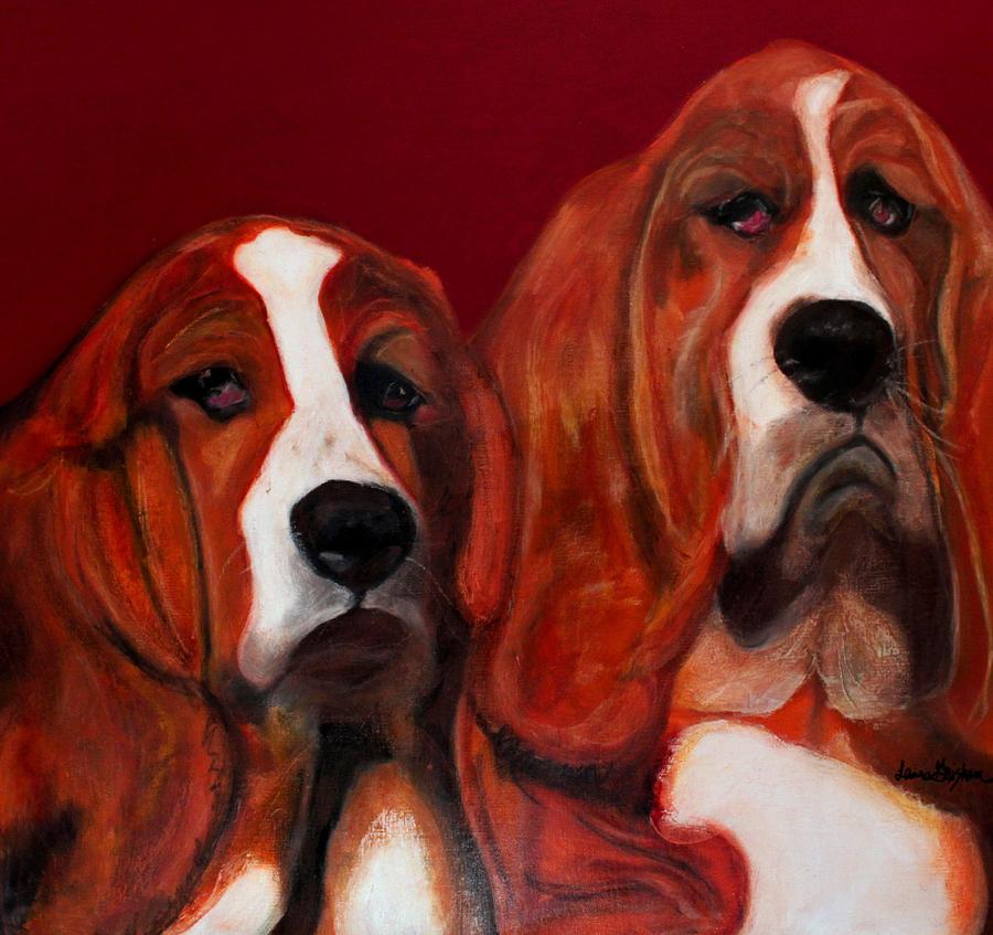 Basset Hound - Mia and Marcellus Painting by Laura  Grisham