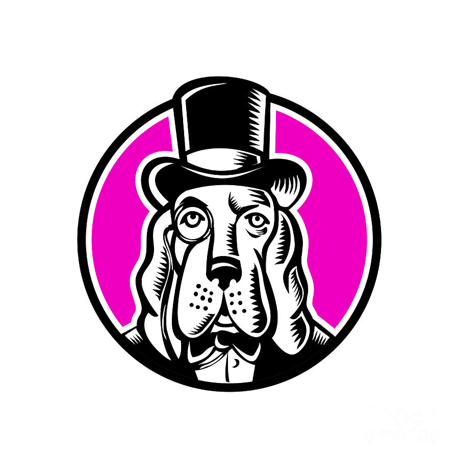 Dog Digital Art - Basset Hound Monocle Top Hat  by Aloysius Patrimonio
