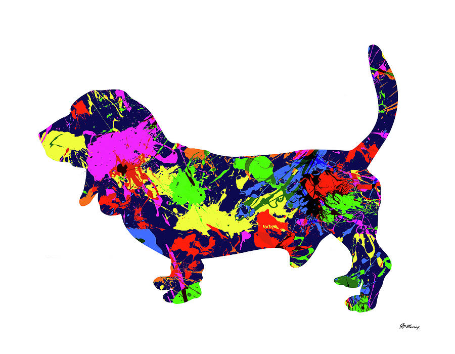 Basset Hound Paint Splatter Digital Art by Gregory Murray