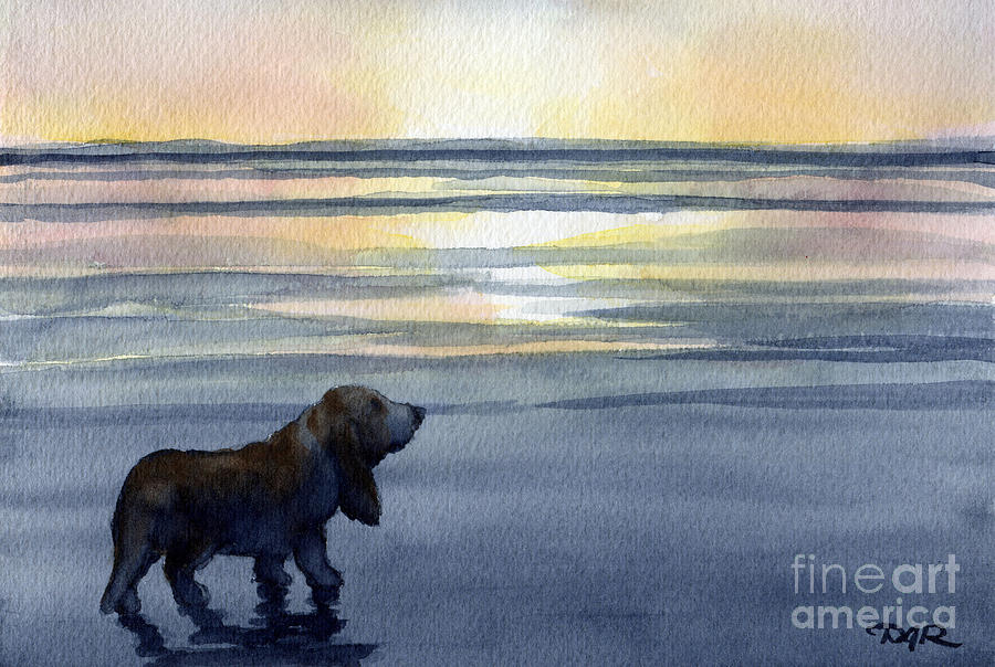 Sunset Painting - Basset Hound Sunset by David Rogers