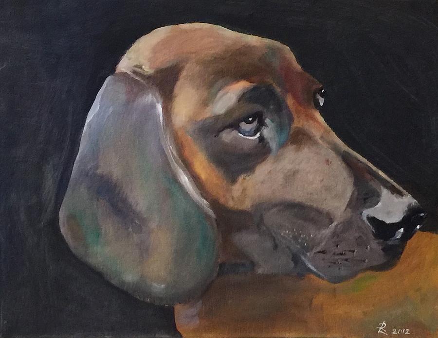Dog Painting - Basset by Ryszard Ludynia