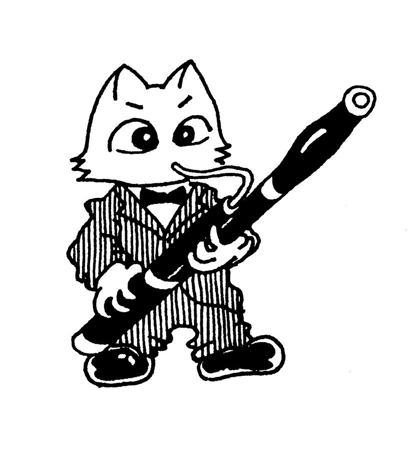 Music Drawing - Bassoon Cat by Minami Daminami